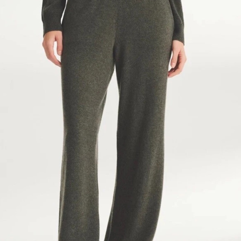 New Naadam pants high rise wide leg cable knit brown cashmere zipper detail